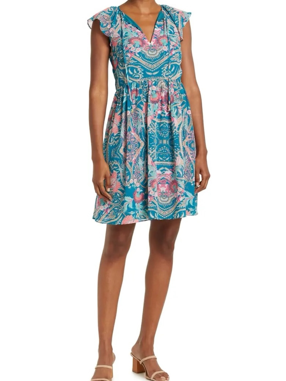 Chiffon Flutter Sleeve Minidress